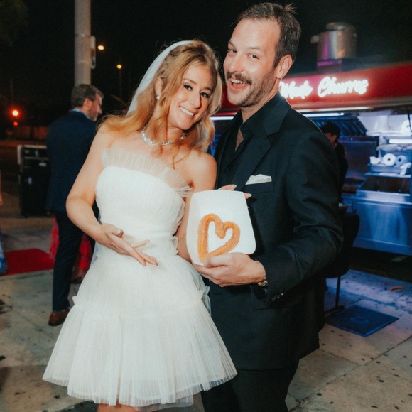 White Strapless Tiered Tulle Mini Dress - Picture 3 of 3